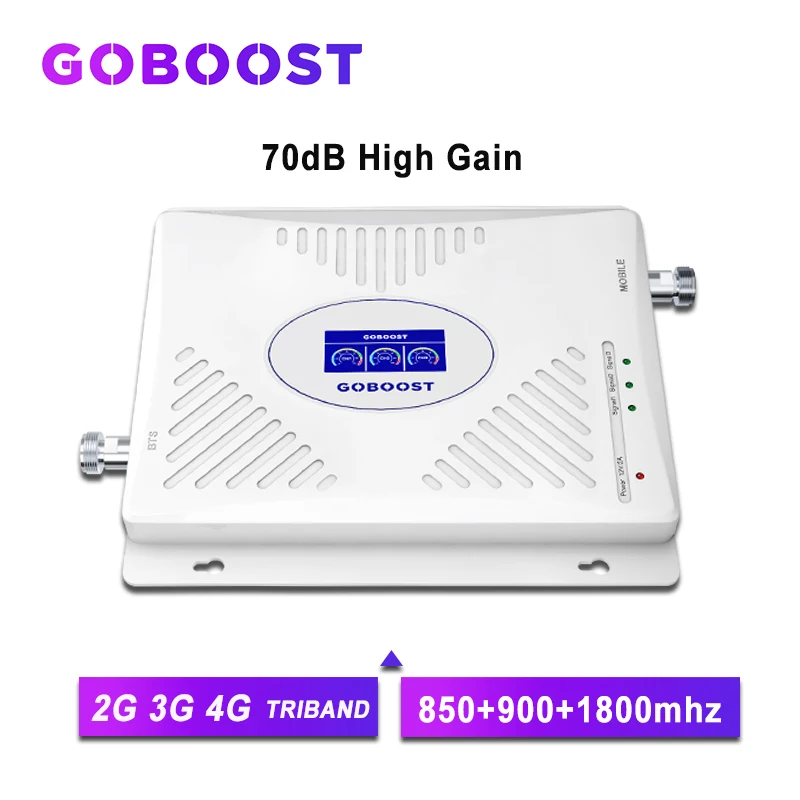 Усилитель сигнала GSM GOBOOST 2G 4G 850 900 1800 трехдиапазонный усилитель сотовой связи