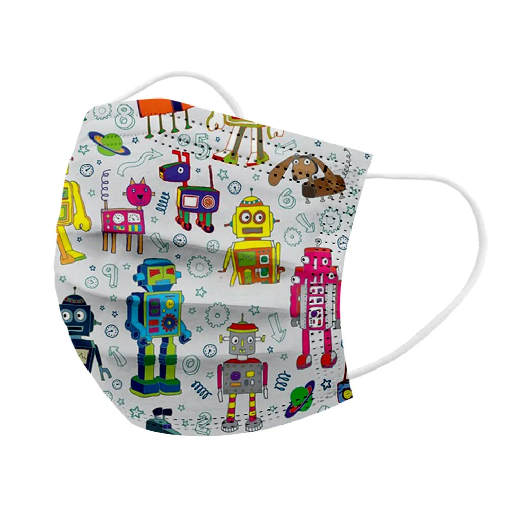 50 шт. детские одноразовые маски для лица 3 слоя защиты дышащие с мультяшным