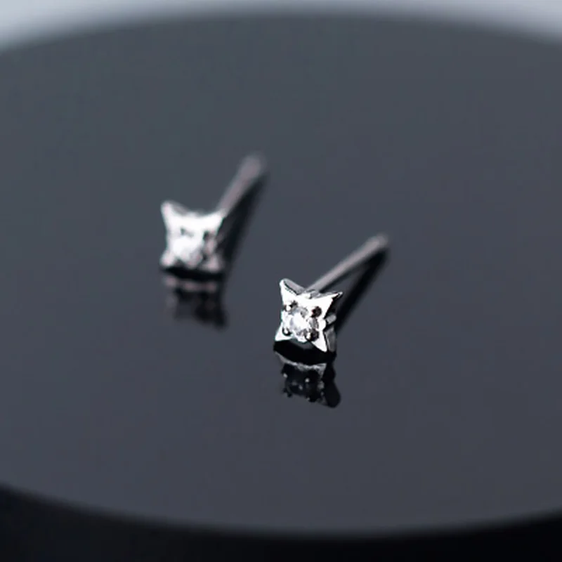 Женские сверкающие серьги гвоздики Trustdavis из стерлингового серебра 925 пробы с