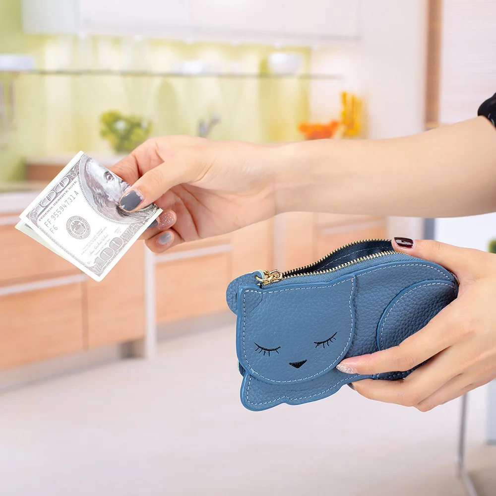 

Ультратонкий кошелек Zero с изображением милого кота, сумка для ключей из Красной кожи, мини-сумка для монет, кошелек для женщин, маленькая сум...