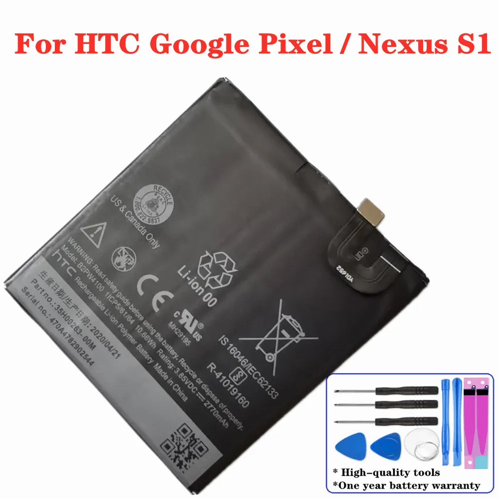 

2770mAh B2PW4100 Battery For HTC Google Pixel / Nexus S1 Mobiel Phone Replacement Batteries Batteria + Tools