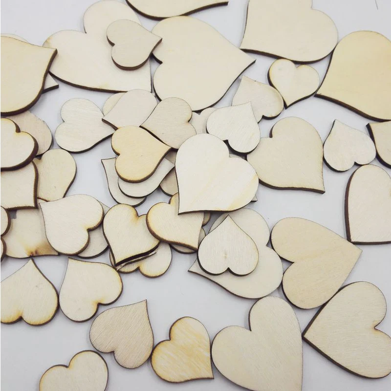 100 шт 4 размера смешанные в форме сердца деревенские деревянные пуговицы