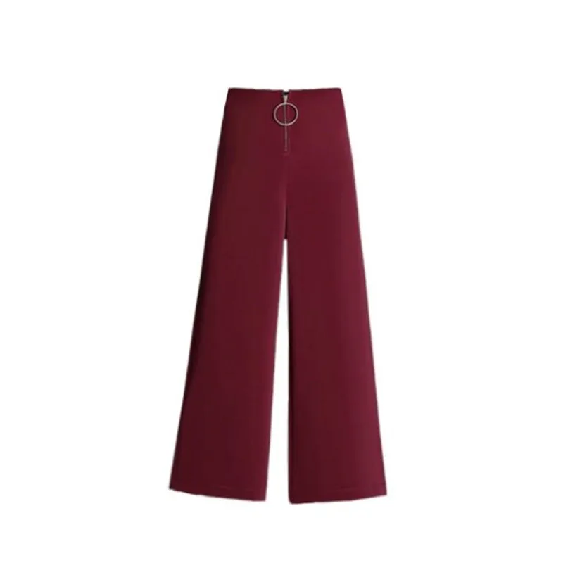 

Women's spring and summer 2021 new high waist Capris red wrinkle free wide leg pants