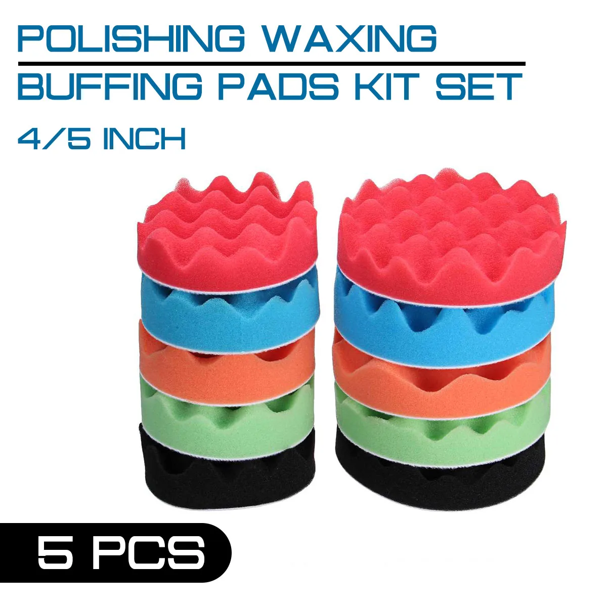 

5Pcs 4"/5" Sponge Polishing Waxing Buffing Pads Kit Set Compound For Auto Car Furniture