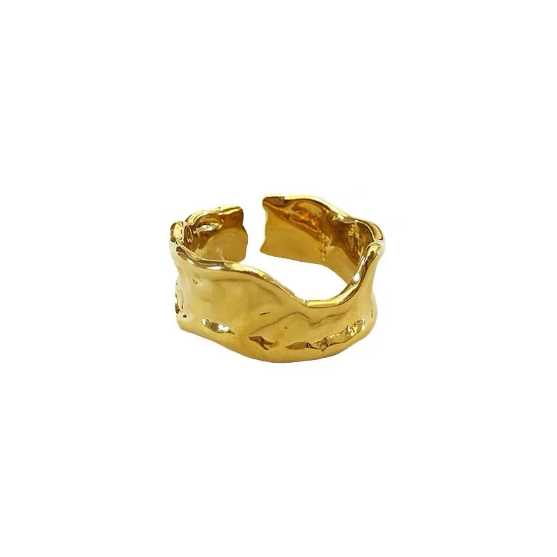 2020 Trend Retro Irregular 18k Gold Open Finger Rings for Women Twisted Ball Resizable Jewelry Men Brass Base | Украшения и