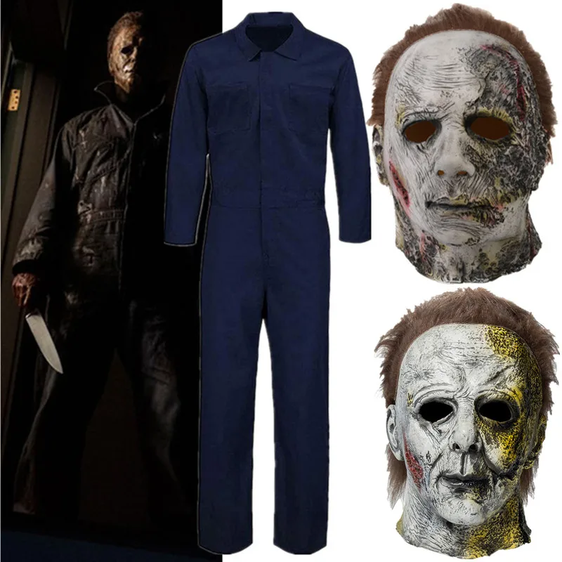 

2021 Movie Halloween Kills MichaelMyers Michael Myers Cosplay Party Costume Props Adults Unisex Set Bodysuit Mask Suit Clothing