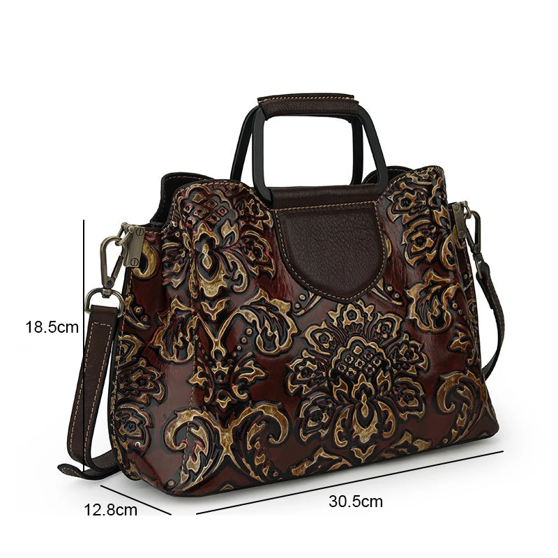 

Bestform Handmade Genuine Leather Women Handbag 2021 New Floral Messenger Bag Vintage Cowhide Hand Painted Shoulder Bags