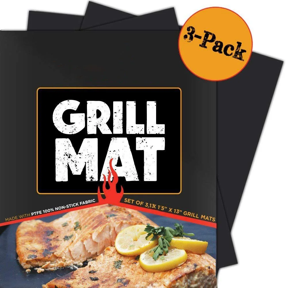 3pcs/Set Non Stick BBQ Teflon Grill Mat Grill Pad Heat Resistant Baking Oven Liners Mats Reusable Barbecue Grilling Accessories
