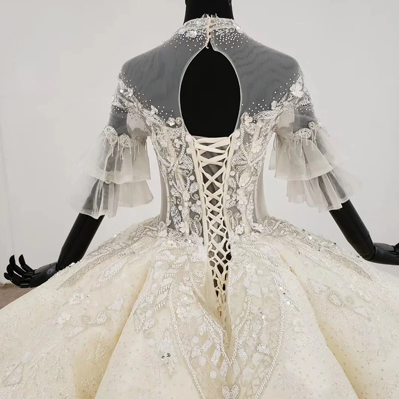 

Wedding dresses BLG1222 crystal beaded long tail sexy designs fashion illusion wedding dress