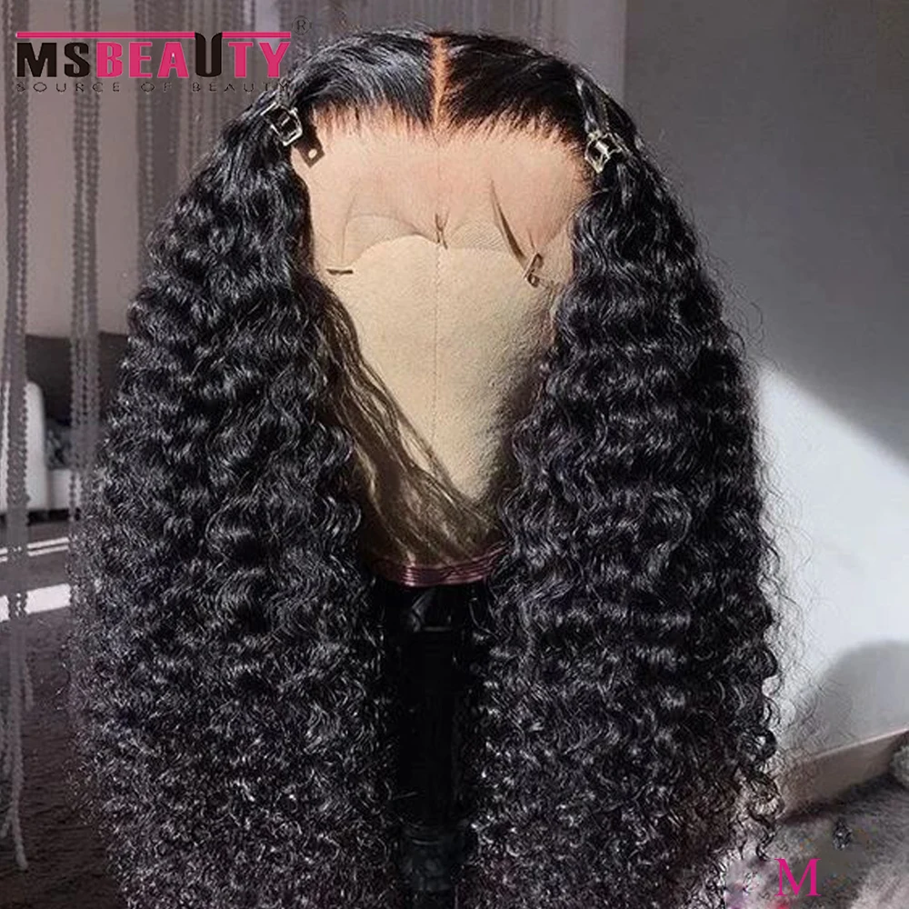 13*4 Lace Front Human Hair Wigs Middle Ratio Msbeauty Peruvian Curly Human Hair Wigs With Baby Hair Pre Plucked Remy Hair 150%