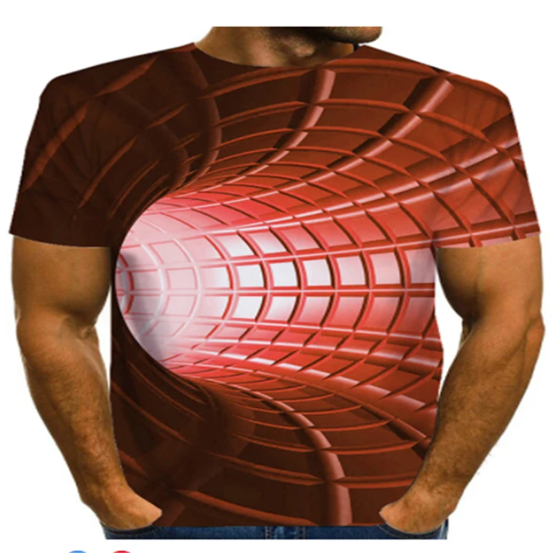 

Мужская футболка-туннель с 3D-принтом психоделического туннеля, Мужская футболка с рисунком туннелей