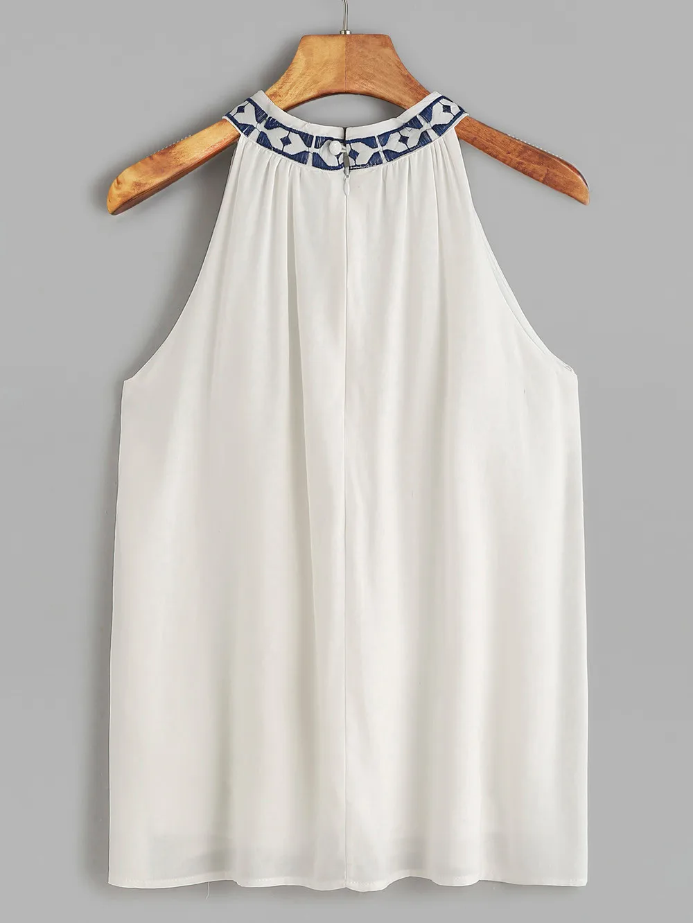 Женский топ без рукавов с круглым вырезом и вышивкой|Топы| |