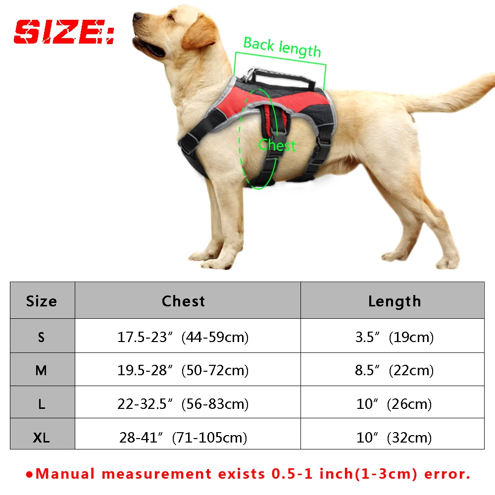 

Reflective Nylon Large Dog Harness Mesh Padded Dog Training Vest Adjustable with Lift Handle for Labrador Golden Retriever
