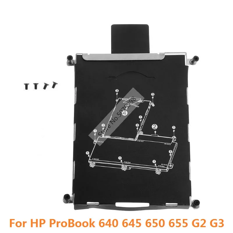 SATA Hard Disk Drive HDD SSD Caddy Frame Tray Adapter Bracket with Screws for HP ProBook 640 645 650 655 G2 G3