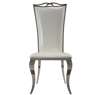 

Простой обеденный стул из нержавеющей стали из искусственной кожи в современном стиле с высокой спинкой, прочный стул для столовой
