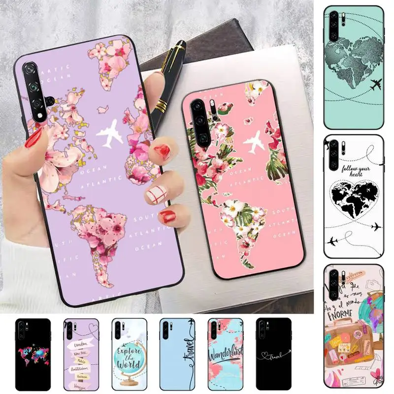 FHNBLJ чехол для телефона с картой мира Huawei P30 40 20 10 8 9 lite pro plus Psmart2019|Бамперы| |