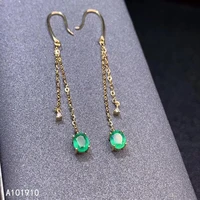 kjjeaxcmy boutique jewelry 18k gold inlaid natural emerald green emerald female earrings new support detection popular