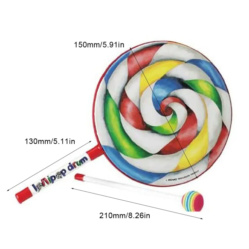 

Rainbow Blow Lollipop Drum Orff Musical Instrument Children'S Music Percussion Toy Kindergarten Early Teaching Aids