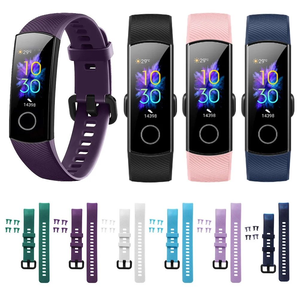 Спортивный силиконовый ремешок для часов Huawei Honor Band 5 4 сменный оригинальный