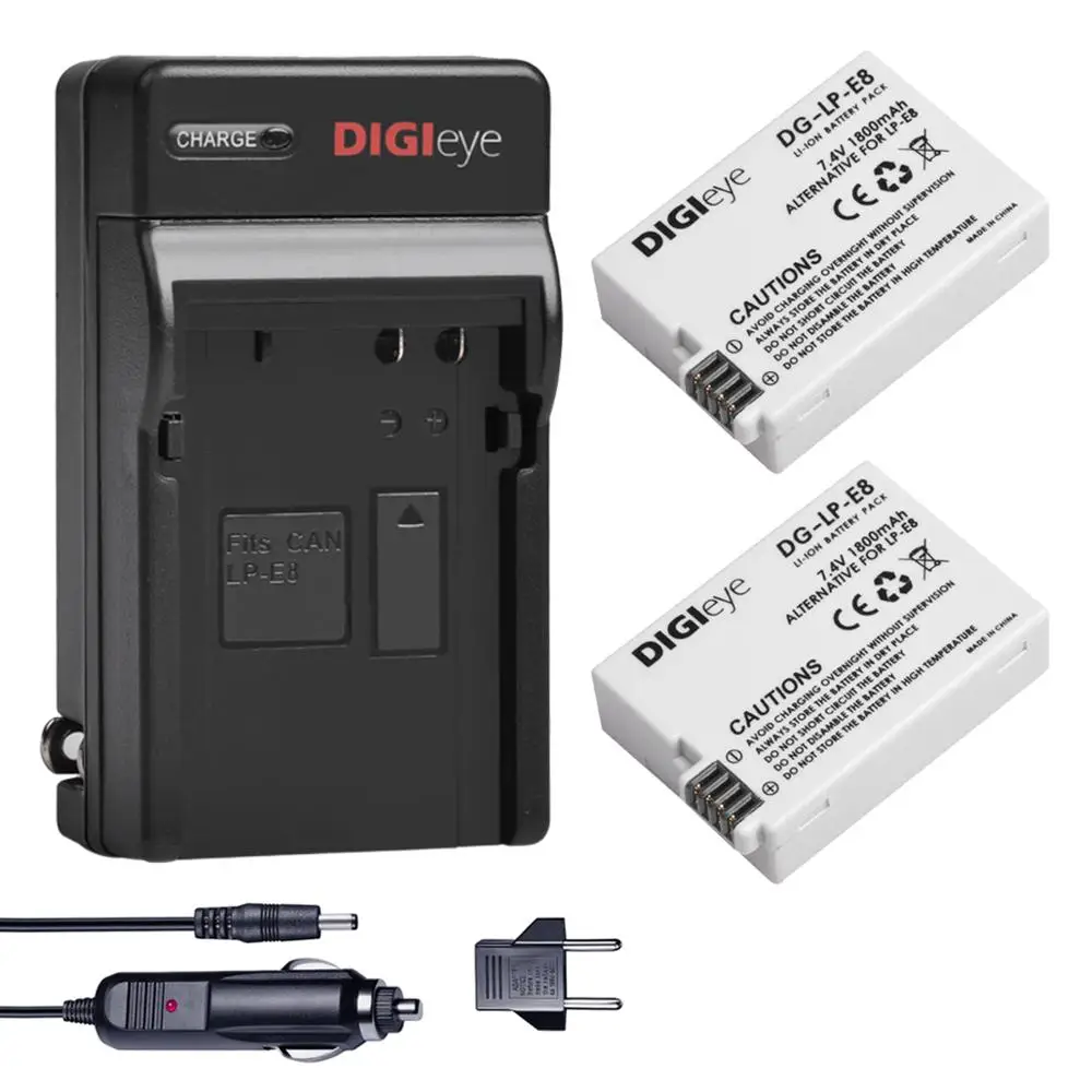

LP-E8 LPE8 Battery + Charger Kit for Canon Rebel T3i T2i T4i T5i EOS 600D 550D 650D 700D Kiss X5 X4 Kiss X6 Camera