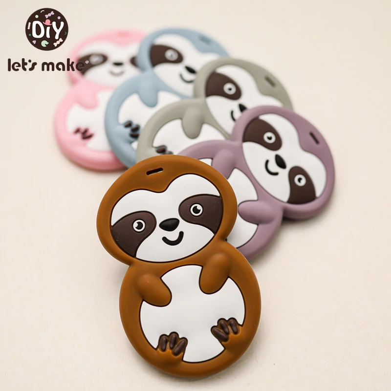 Let's make-mordedor con forma de Animal para beb&eacute;, mordedor con dibujos animados de pereza, accesorios para masticar, joyer&iacute;a DIY, chupete, Clip, juguete de dentici&oacute;n-0