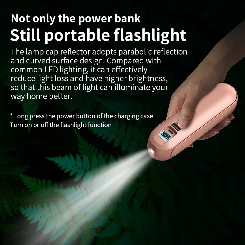 

New TWS Bluetooth Headset Integrated With Portable Fan Mobile Power Supply IPX7 Waterproof Earbuds With Power Bank Earphones