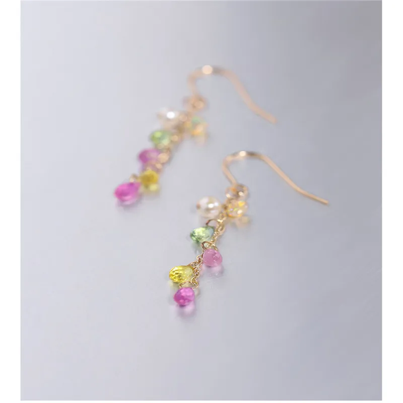 DMBS024 граненые сапфировые серьги женские драгоценные камни из натурального