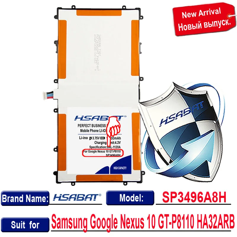 Оригинальный аккумулятор HSABAT 11500 мАч SP3496A8H для Samsung Google Nexus 10 аутентичный планшет