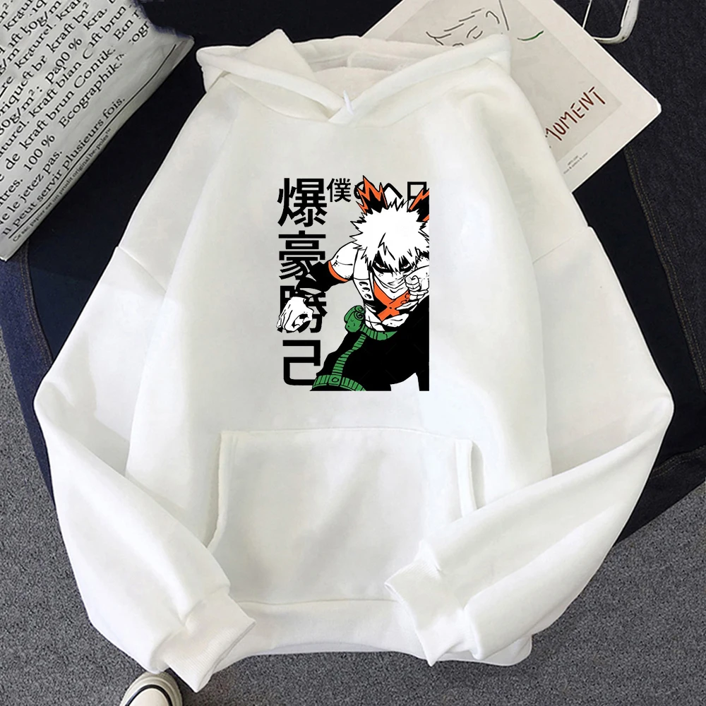 

Толстовки с капюшоном Harajuku My Hero Academia, для мужчин и женщин, с длинным рукавом, бакугу, кацуки, Аниме Манга, белая толстовка, одежда в стиле гран...