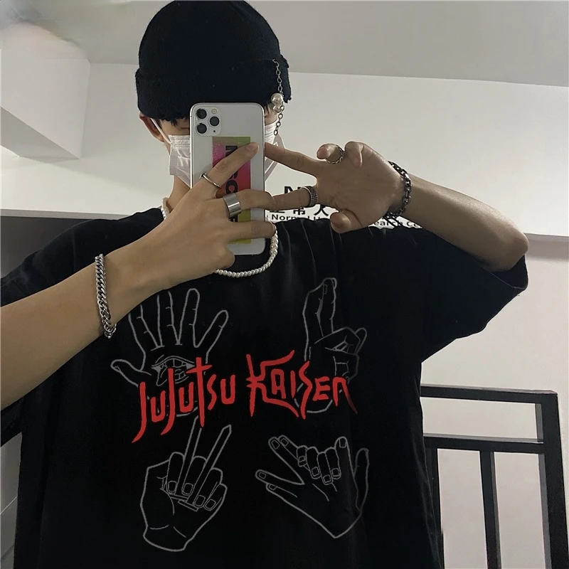 

Maglietta da uomo Anime juskeleton su Kaisen Summer Harajuku Cool Unisex T-shirt a Streetwear stampata top