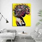Черная Настенная картина, абстрактный декор для спальни, красочные волосы, черные женщины, художественное изображение, фотография, фотография, настенное украшение