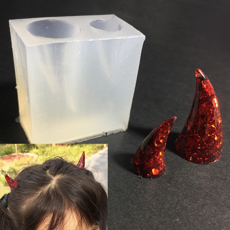 Силиконовая форма с дьявольскими рожками для застежки волос тематическая