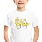 Свободная Женская модная футболка, лидер продаж, футболка с рисунком двух милых кошек и бананов, минимализм