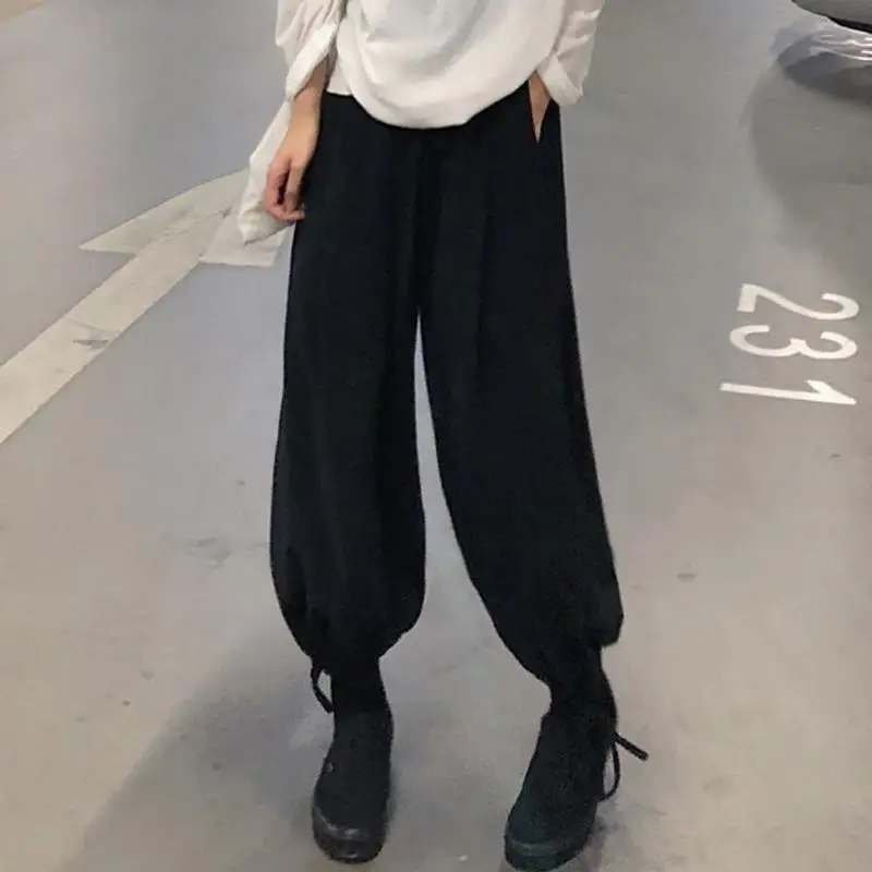 

Spring Korean High Waist Wide Leg Pants for lovers casual straight pants Harajuku style loose legged pants for children