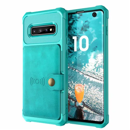 Для samsung Galaxy S10 S10E S9 Plus Note 9 10 Plus Pro противоударный Магнитный чехол-бумажник для карт для samsung S 10 9 Plus - Цвет: Светло-зеленый