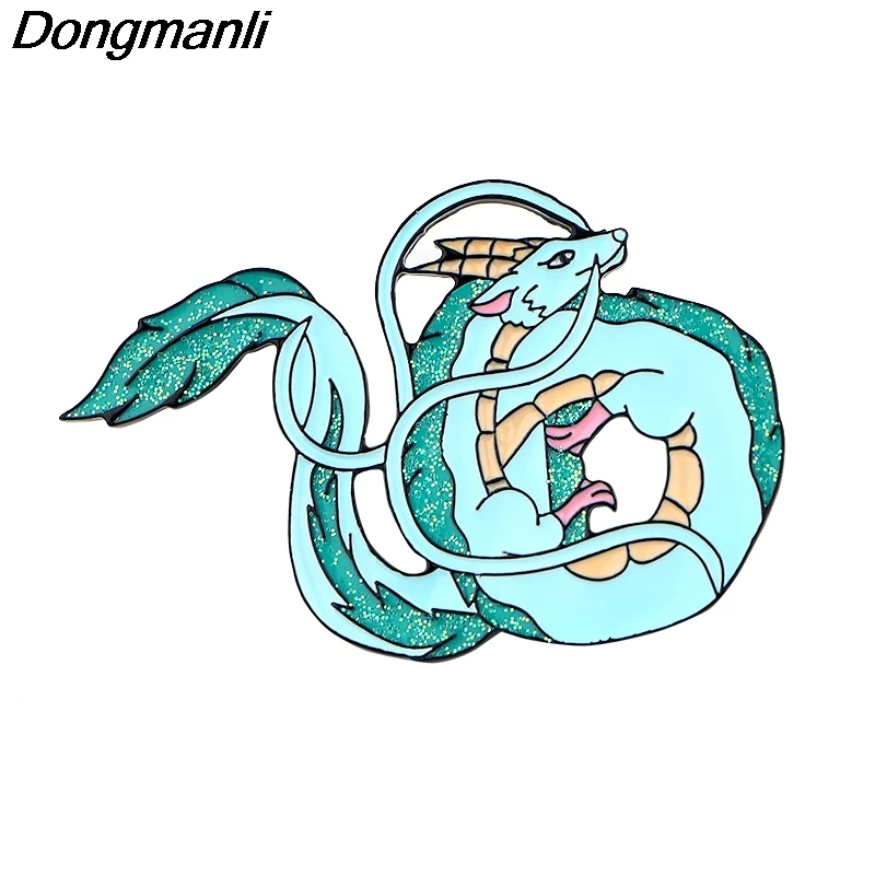 P3864 Dongmanli Мода белый дракон металлические эмалированные броши и коллекция булавок Нагрудный значок ювелирные изделия