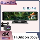 Автомобильный видеорегистратор SKARA 4K, 12 дюймов 3840  2160P, видеорегистратор Sony IMX415 камера в зеркале заднего вида с двумя объективами и gps-Навигатором