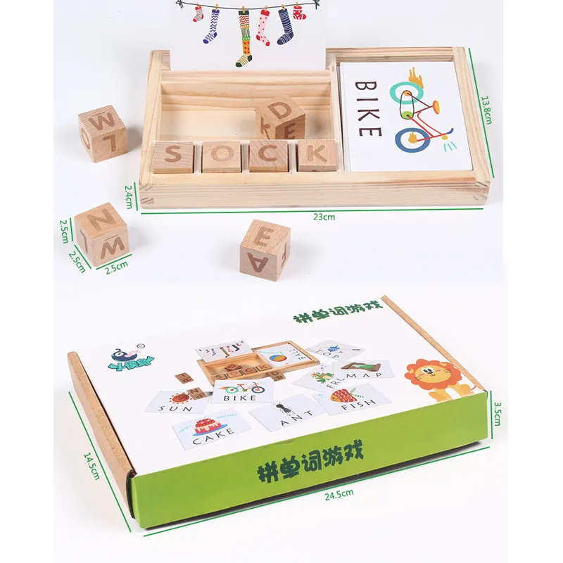 Детские английские Обучающие слова деревянные игрушки Монтессори для раннего