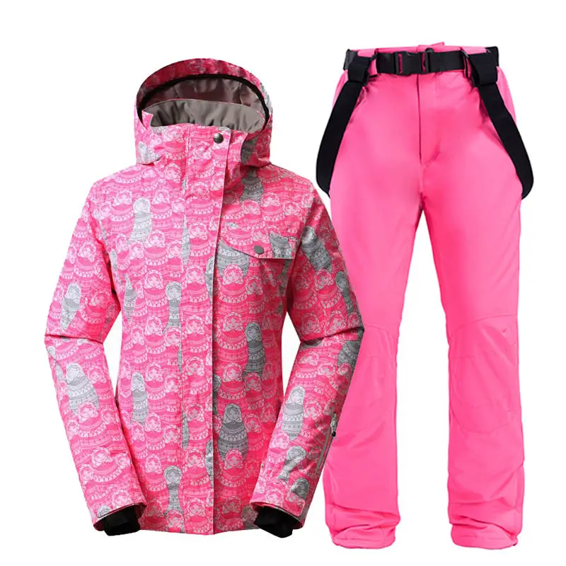 Модная красная зимняя одежда Женский комплект лыжного костюма