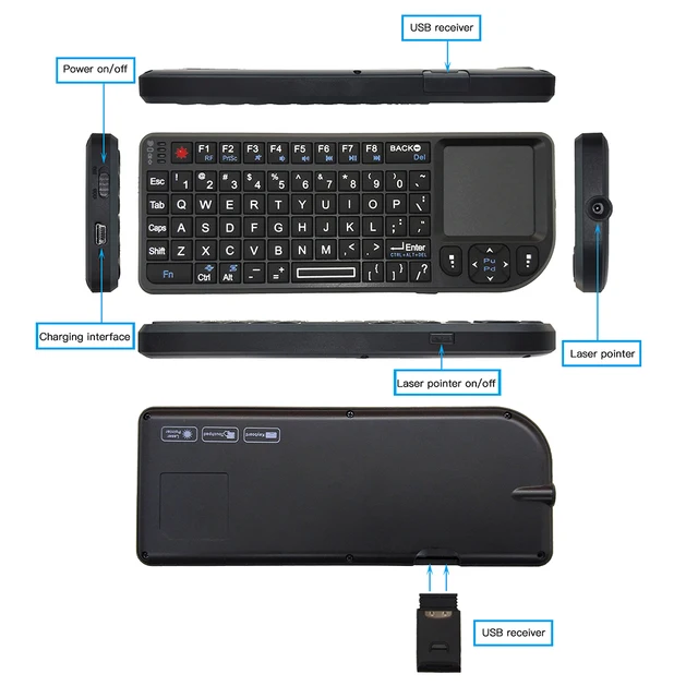 Mini Handhold 2.4G RF Wireless Keyboard Spanish Russian English Keyboard Backlight Touchpad Mouse for PC Notebook Smart Tv Box 3