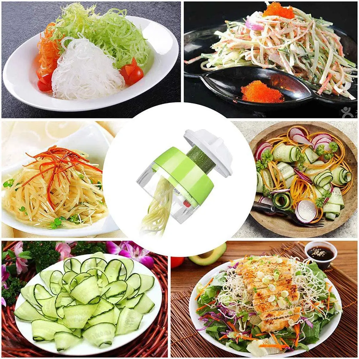 

5 in1 Handheld Spiralizer Vegetable Slicer Adjustable Spiral Cutter with Container Zucchini Noodle Spaghetti Maker Spiral Slicer