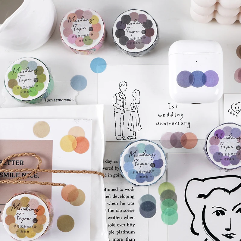 Наклейки для скрапбукинга круглые цветные 100 шт. | Канцтовары офиса и дома