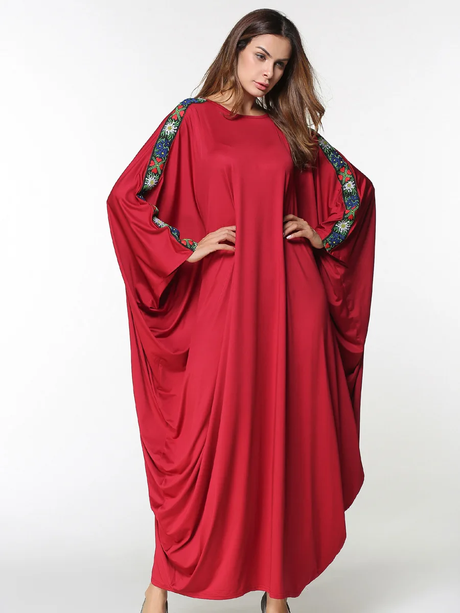 Мусульманское платье Abaya женское однотонное кимоно с рукавом летучая мышь