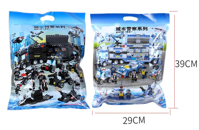 

2 styles Navy City Police Mechanical Men Eight-in-one Assembled Building Block Toys Compatible with all brand