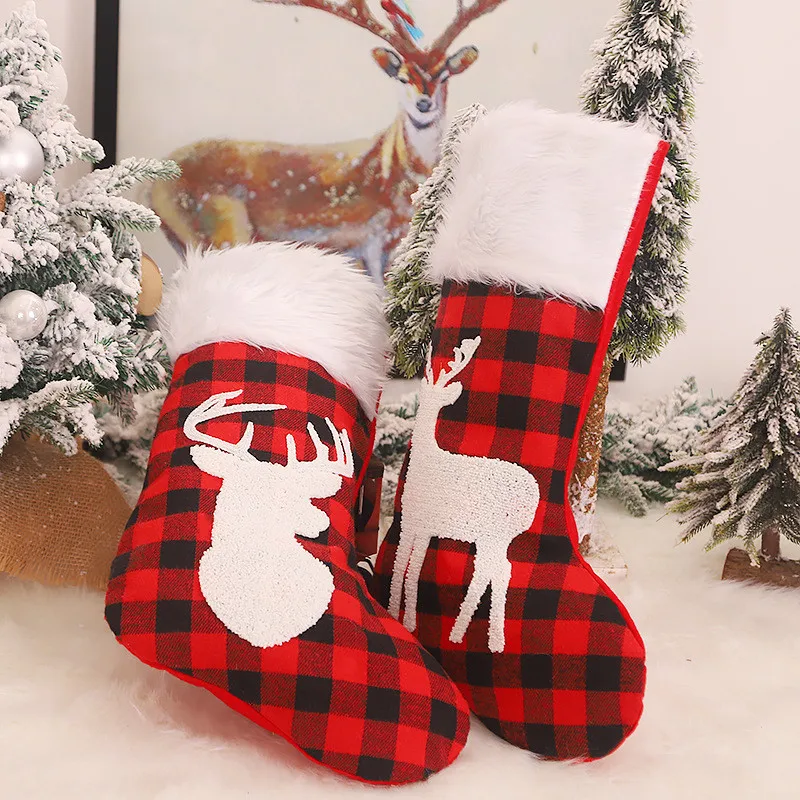 2020 Navidad Plaid Christmas Socks New Year Party Gifts Noel Kerst Ornaments Xmas DIY Natal Decorations for Home Decor | Дом и сад
