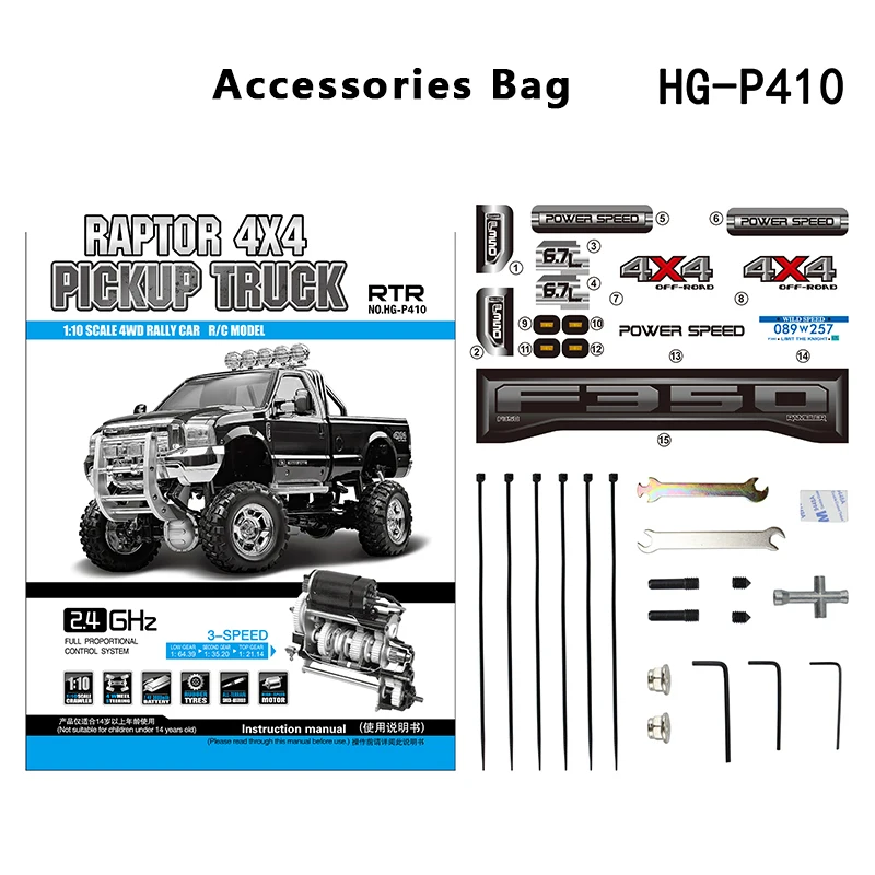 

US Stock 1/10 RC HG 2.4G 4*4 Pickup Truck Rally Racing Crawler Car P410 Radio Motor ESC