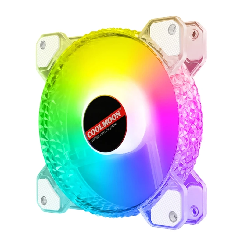 

Coolmoon Computer PC Fan Adjust RGB Cooling Fan Diamond 120mm PWM 6PIN Adjustable Silent Aperture RGB Case Fans