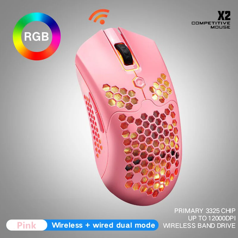 Беспроводная игровая мышь 2 4 ГГц RGB с регулируемым DPI 800-12000 7 кнопок сотовым
