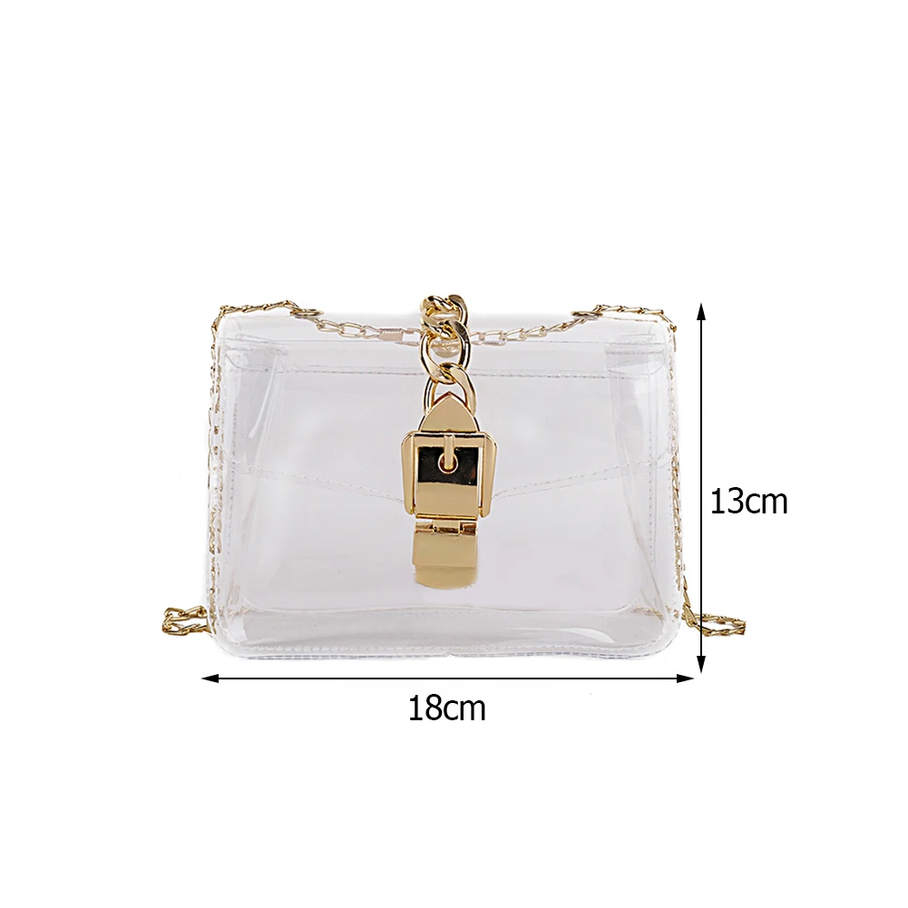 

Summer Fashion Design Women Cute Transparent Shoulder Crossbody Messenger Bag Casual Ladies Chain Mini Flap Handbags Totes Purse