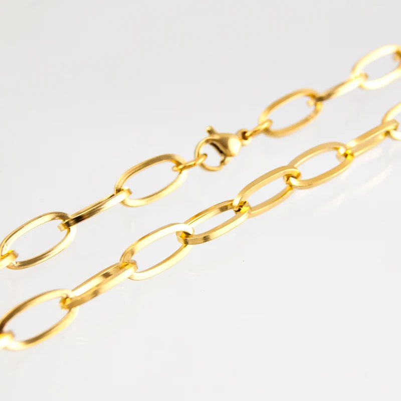 1.2wire-gold- 5 шт. мужское панк уникальное квадратное овальное длинное О-образное ожерелье застежка цепь Модные серебристые золотые мужские ювелирные изделия из нержавеющей стали Прямая поставка - Окраска металла: 1.2wire-gold-